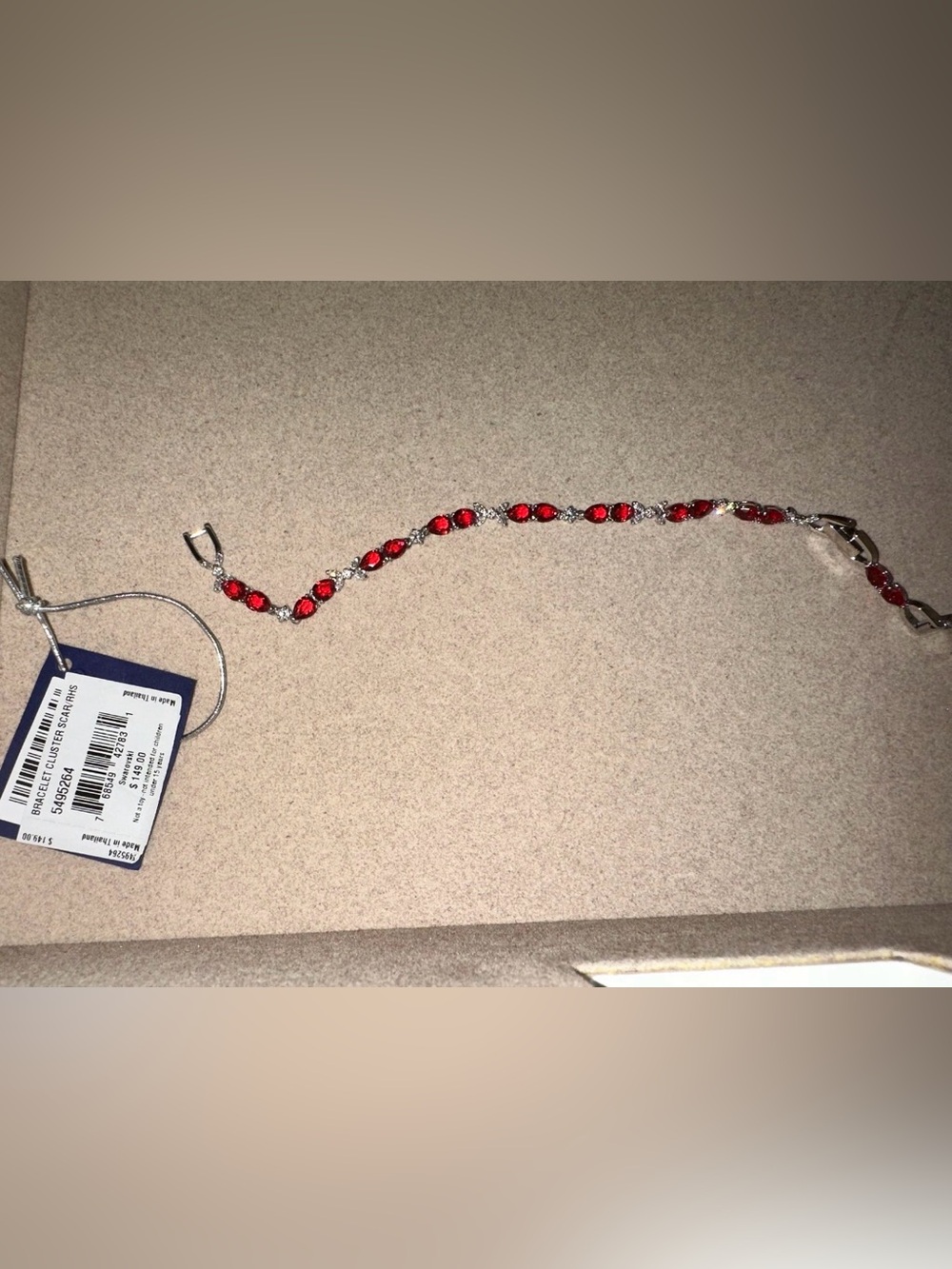 Swarovski Red Crystal Bracelet with Silver-Tone Links